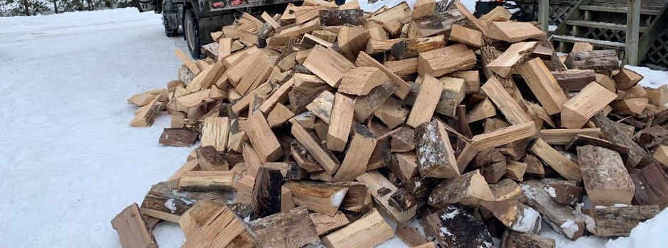 Truckload of Firewood being delivered to East Gwillimbury Home.